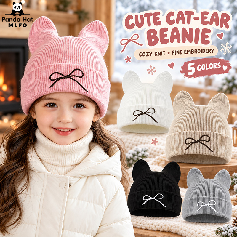 Beanie Winter Hat - 1-3Y Toddler Cat Ear Knit Beanie,