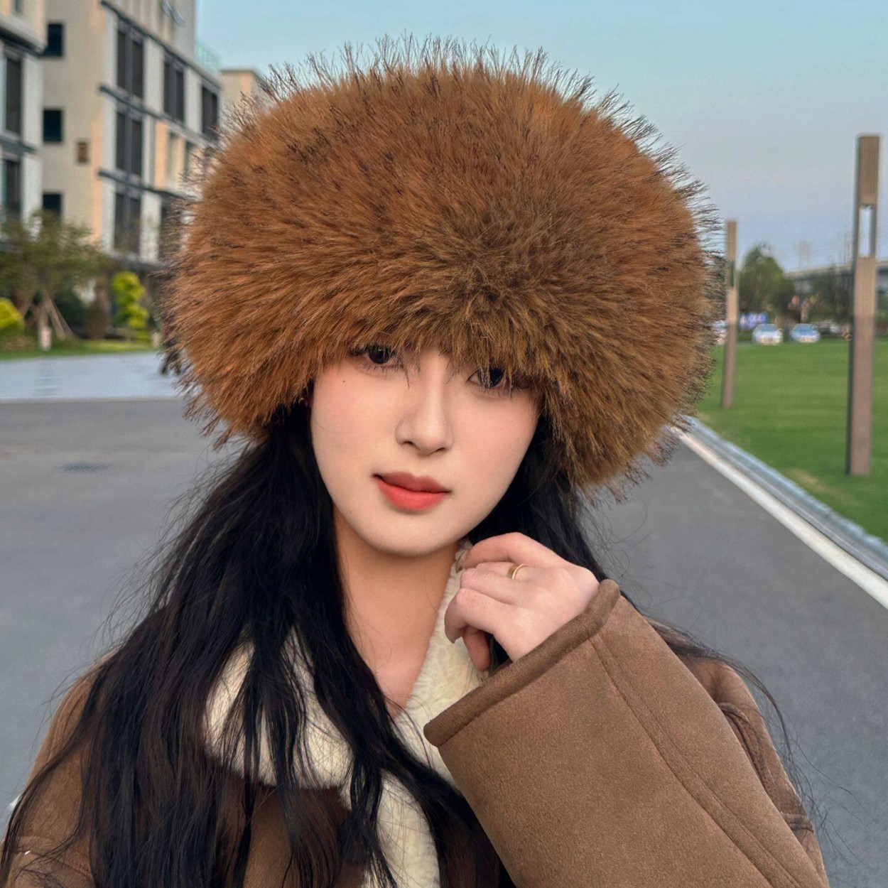 Beanie Winter Hat - Soft Plush Faux Fox Fur Circle