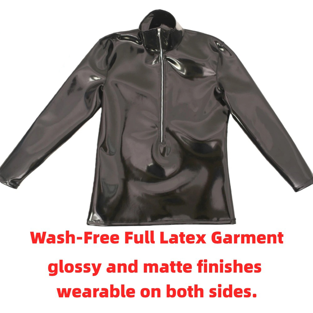 Men'S Fashion T Shirts - Sexy Men PVC Glossy Shiny Long