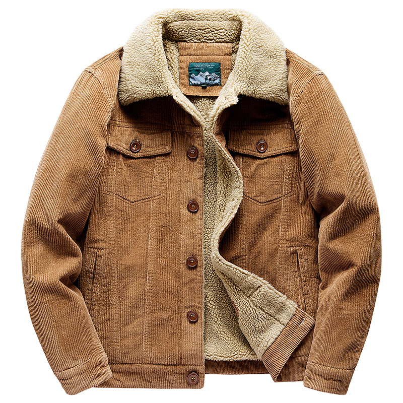Sherpa Jacket Fleece - Sherpa Thick Corduroy Cargo Jacket Men's