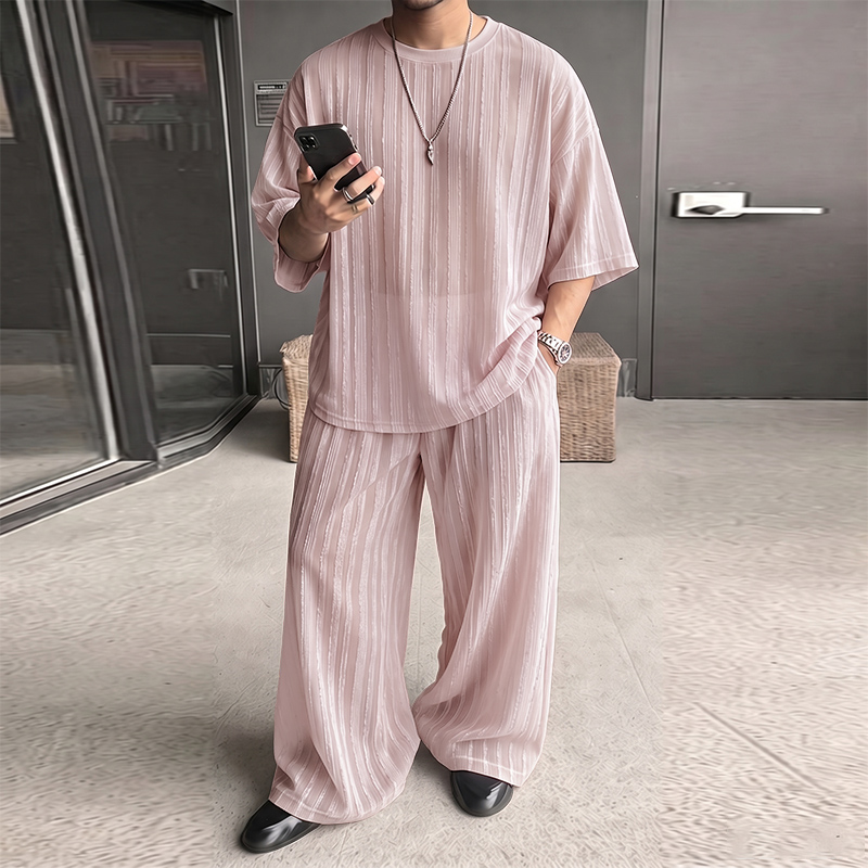 Men'S Fashion Trousers - INCERUN Men's Sets Striped See Through