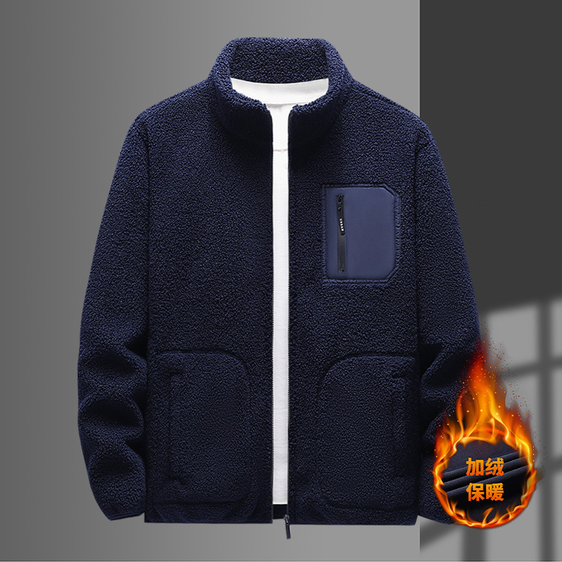 Sherpa Jacket Fleece - Men Stand Collar Sherpa Fleece Jacket