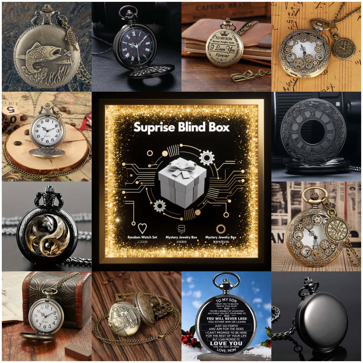 1PC Surprise Mystery Watch Bli - огляд і ціна Men Fashion Vintage