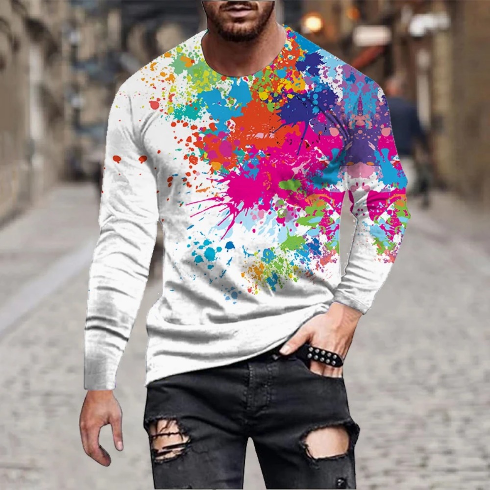 Men Rainbow Paint Splash 3D Pr - огляд і ціна Men'S Fashion T Shirts
