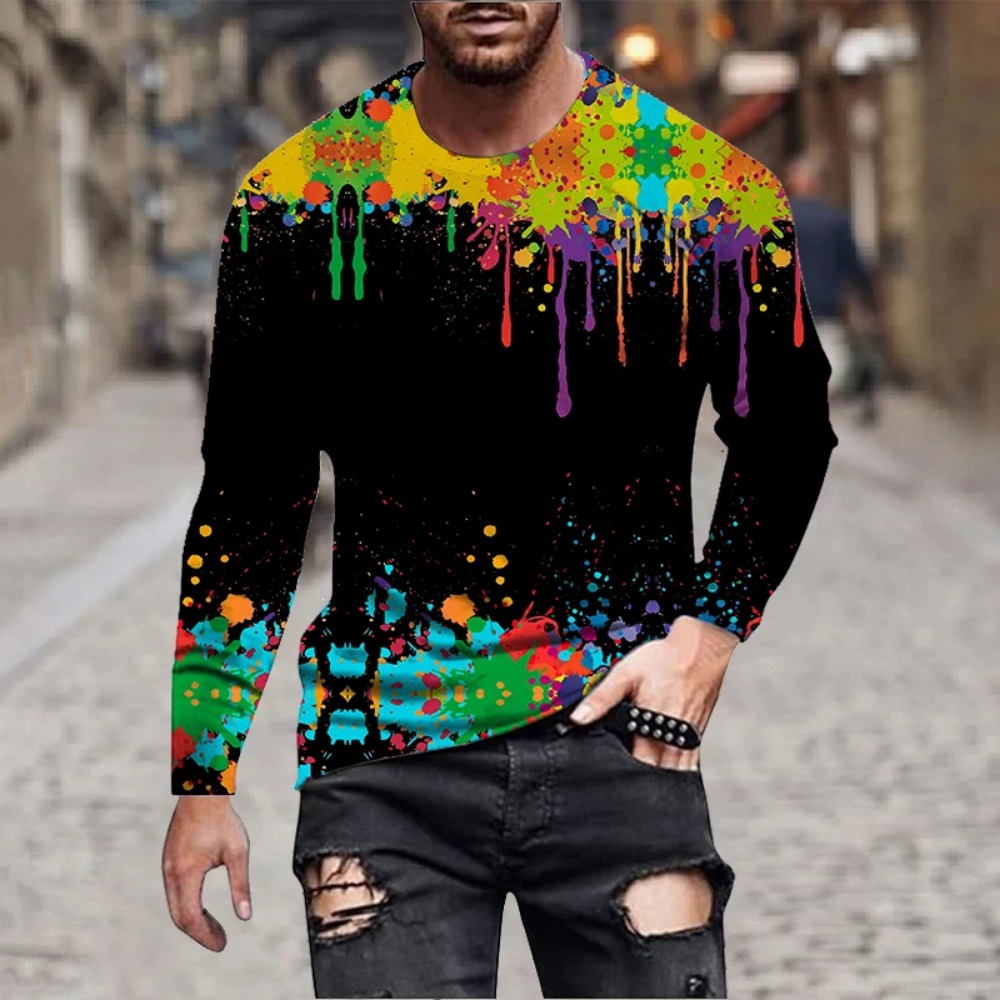 Men Rainbow Paint Splash 3D Pr - огляд і ціна Men'S Fashion T Shirts