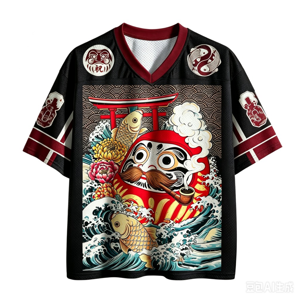 Dharma Koi Ukiyo-e  3D Print Q - огляд і ціна Men'S Fashion V Neck T Shirts