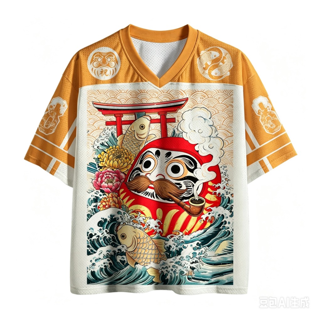 Dharma Koi Ukiyo-e  3D Print Q - огляд і ціна Men'S Fashion V Neck T Shirts