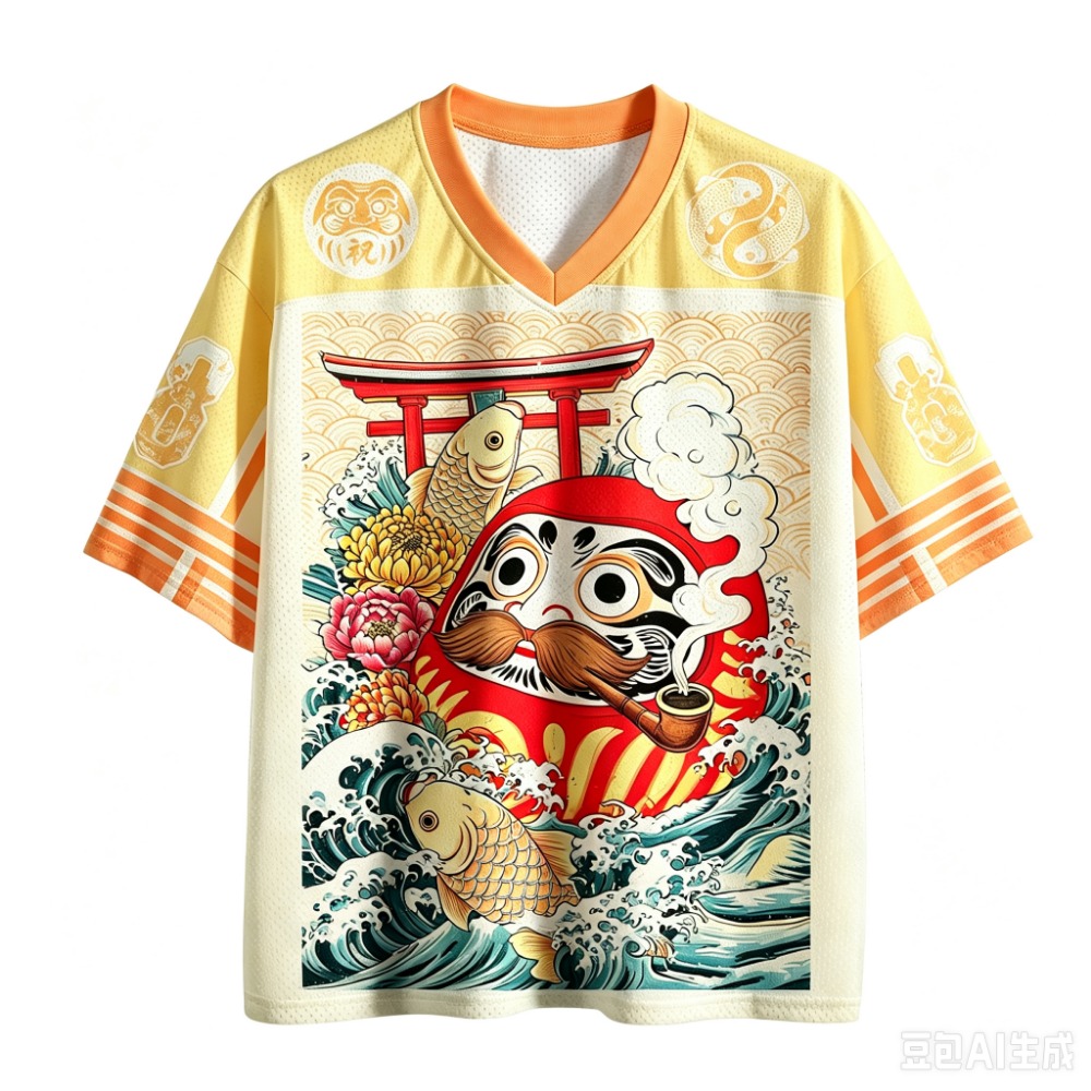 Dharma Koi Ukiyo-e  3D Print Q - огляд і ціна Men'S Fashion V Neck T Shirts