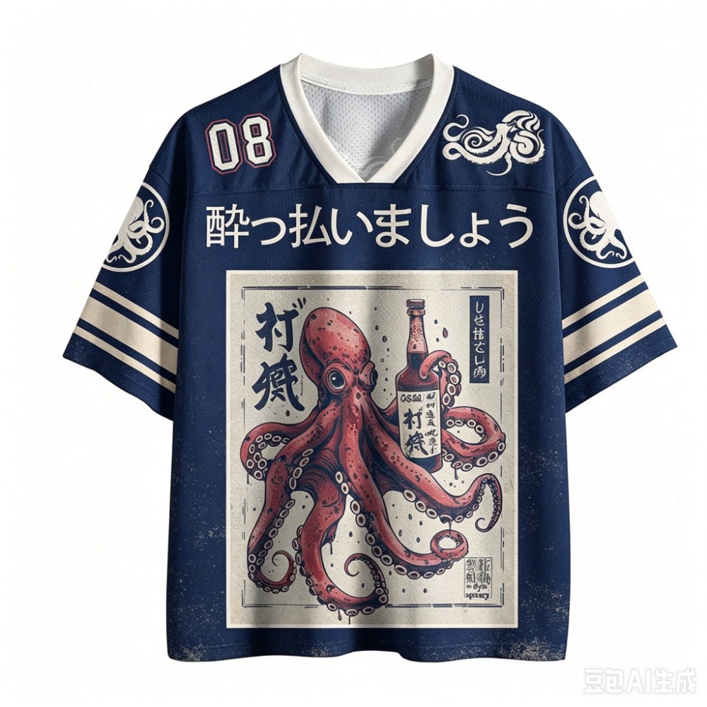 Octopus Sake Bar Ukiyo-e Retro - огляд і ціна Men'S Fashion V Neck T Shirts