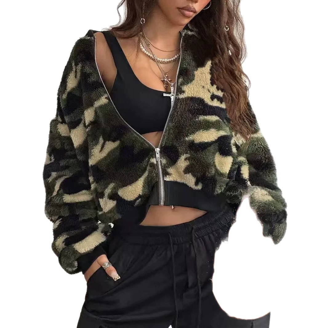 Women's Camo Fleece Cropped Ja - огляд і ціна Sherpa Jacket Fleece