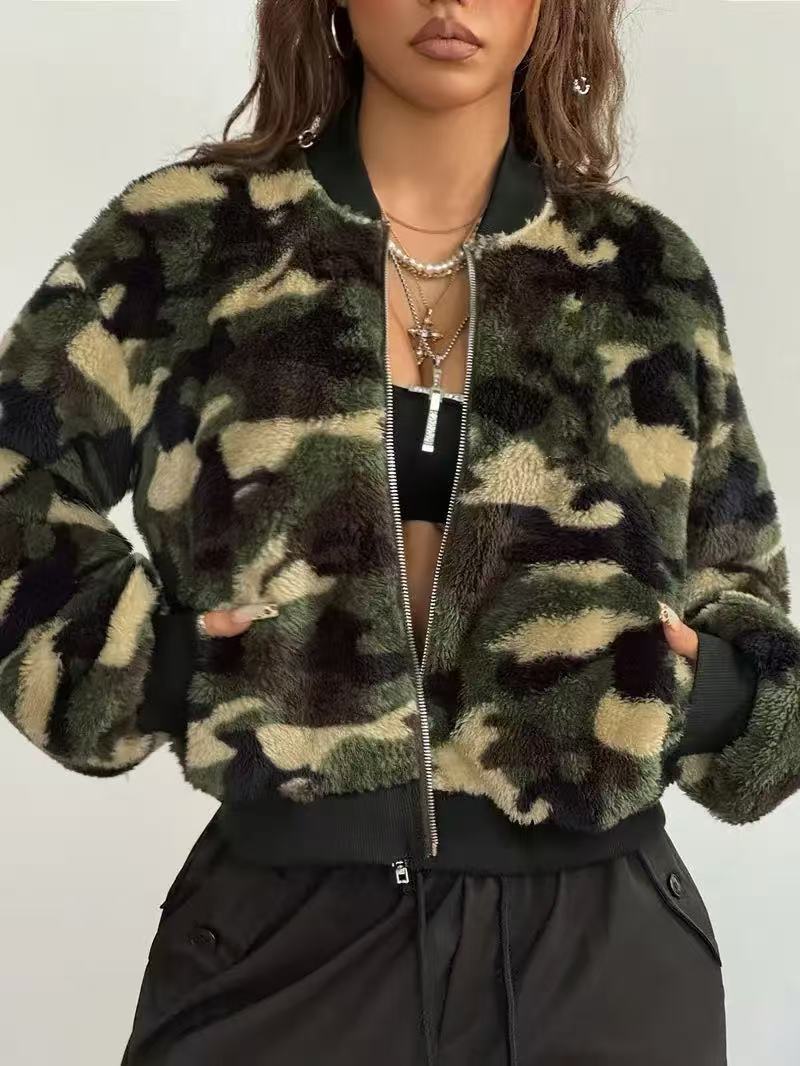 Women's Camo Fleece Cropped Ja - огляд і ціна Sherpa Jacket Fleece