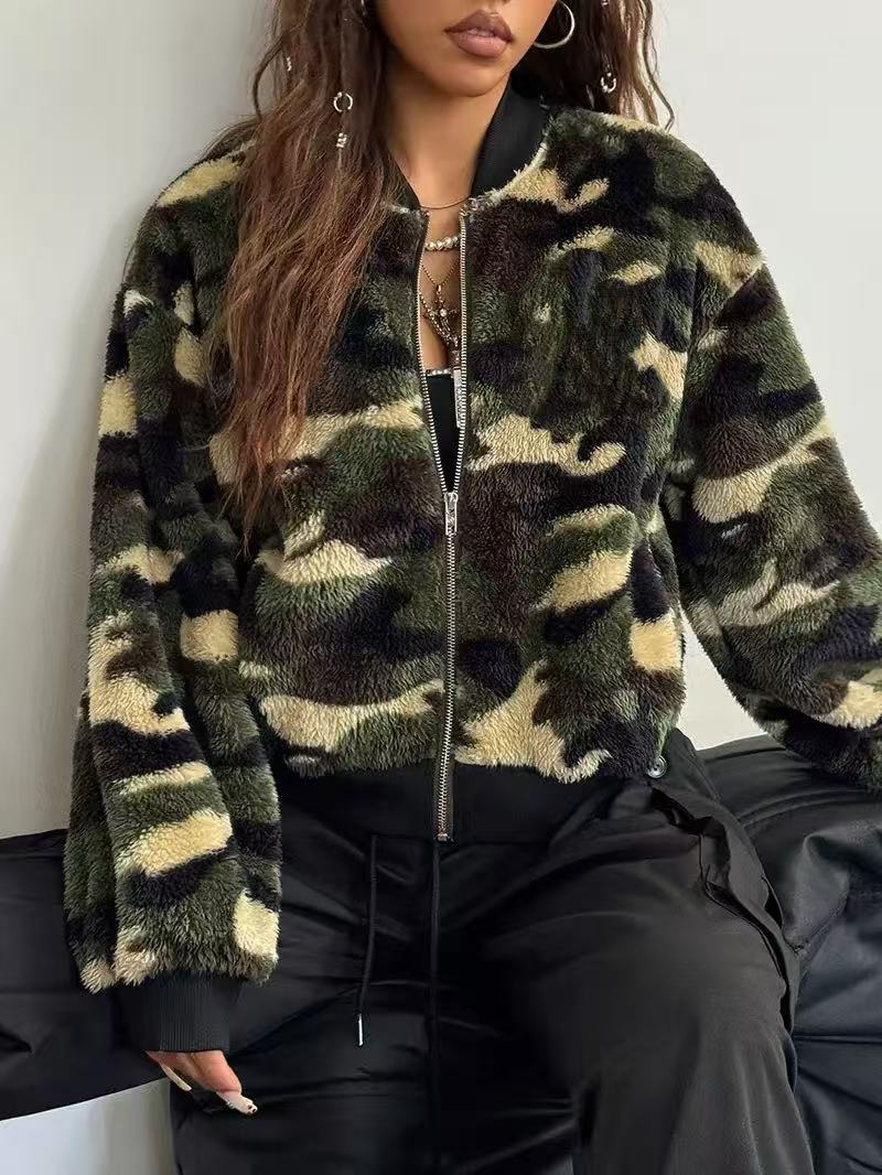 Women's Camo Fleece Cropped Ja - огляд і ціна Sherpa Jacket Fleece