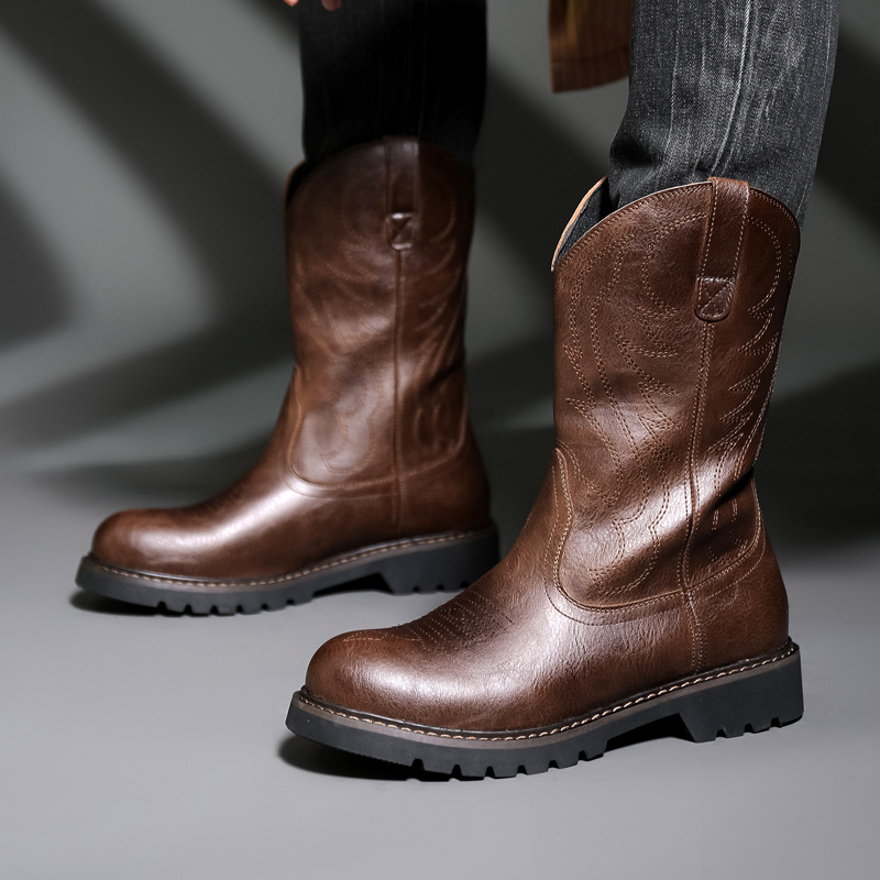 Fashion Mens Cowboy Boots New  - огляд і ціна Men Fashion Vintage