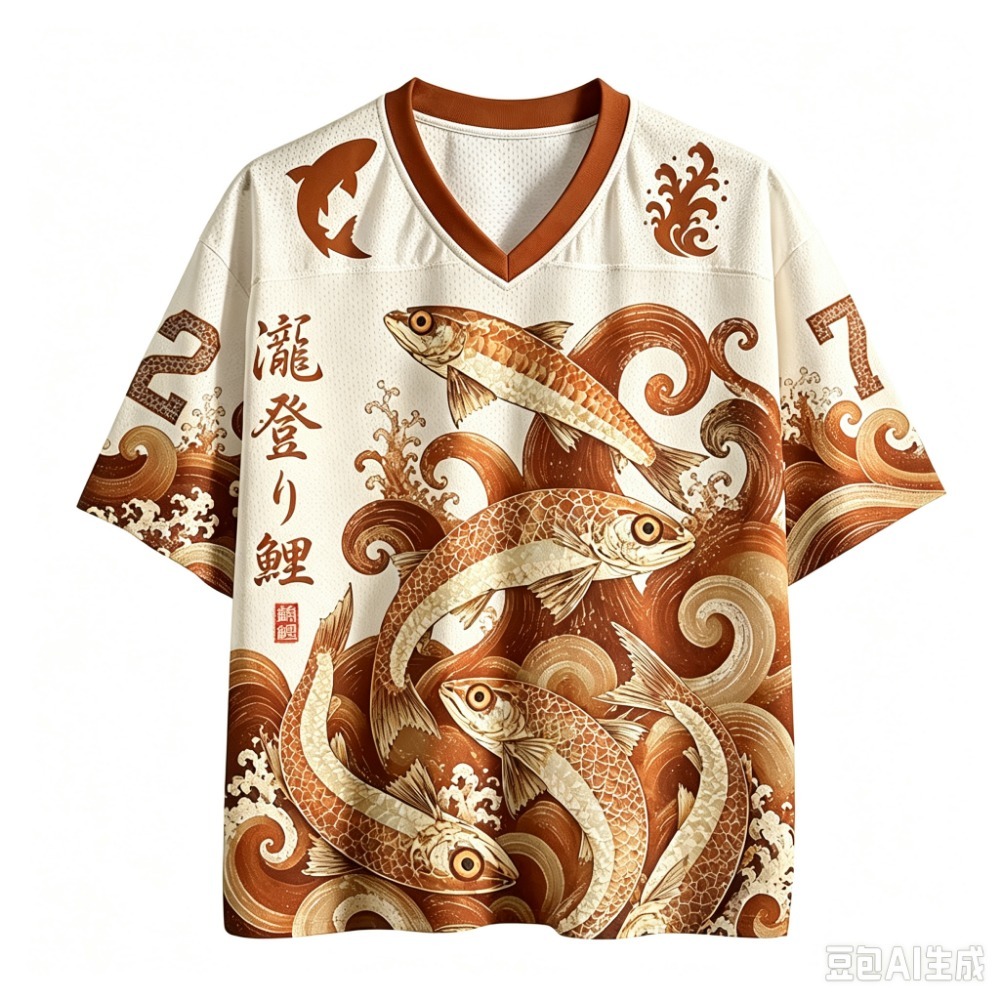 Y2K Koi Fish and Wave Patterns - огляд і ціна Men'S Fashion V Neck T Shirts