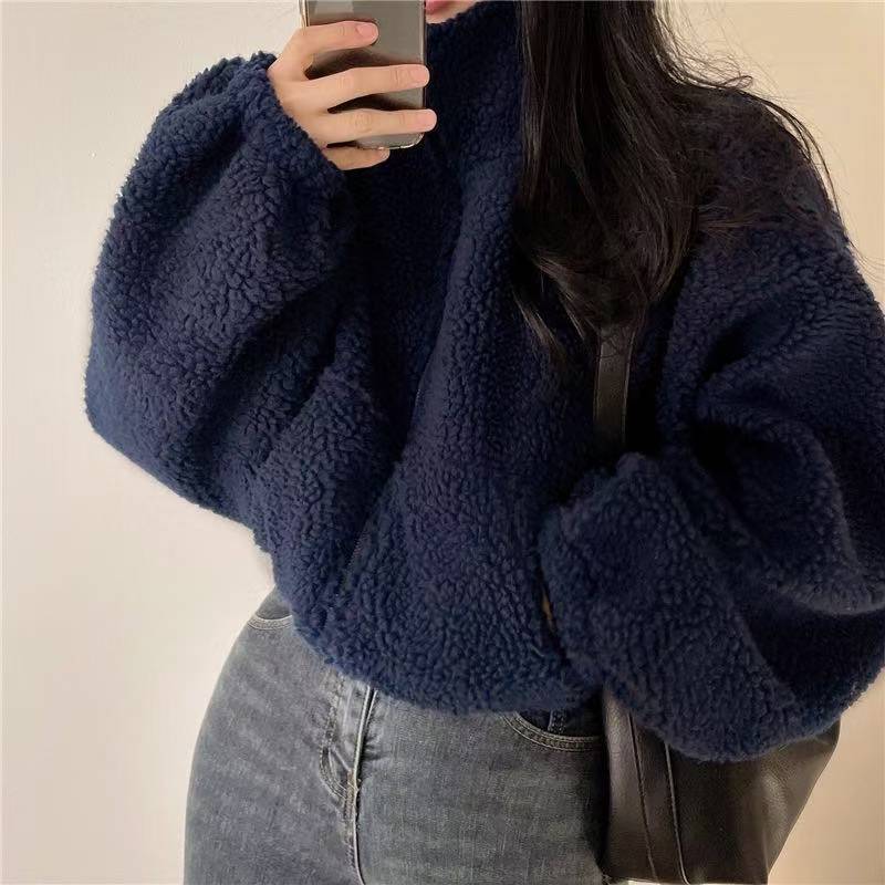 Women Stand Collar Cropped Zip - огляд і ціна Sherpa Jacket Fleece