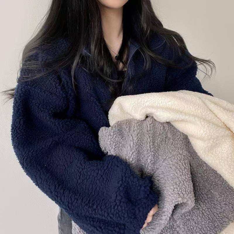 Women Stand Collar Cropped Zip - огляд і ціна Sherpa Jacket Fleece