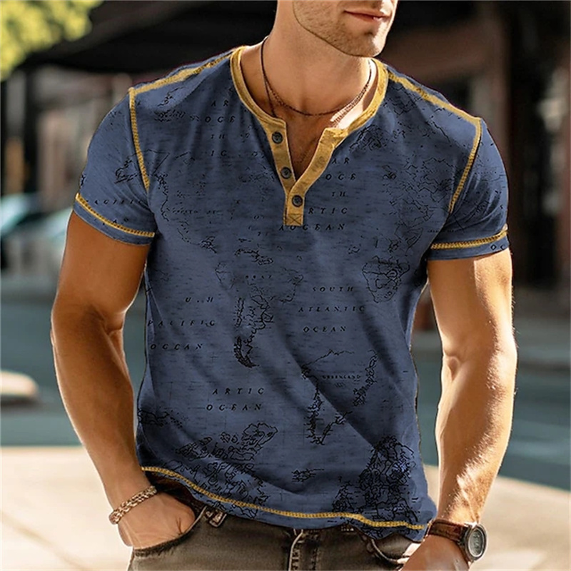 Men's Henry Shirts Funny 3D Pr - огляд і ціна Men Fashion Vintage