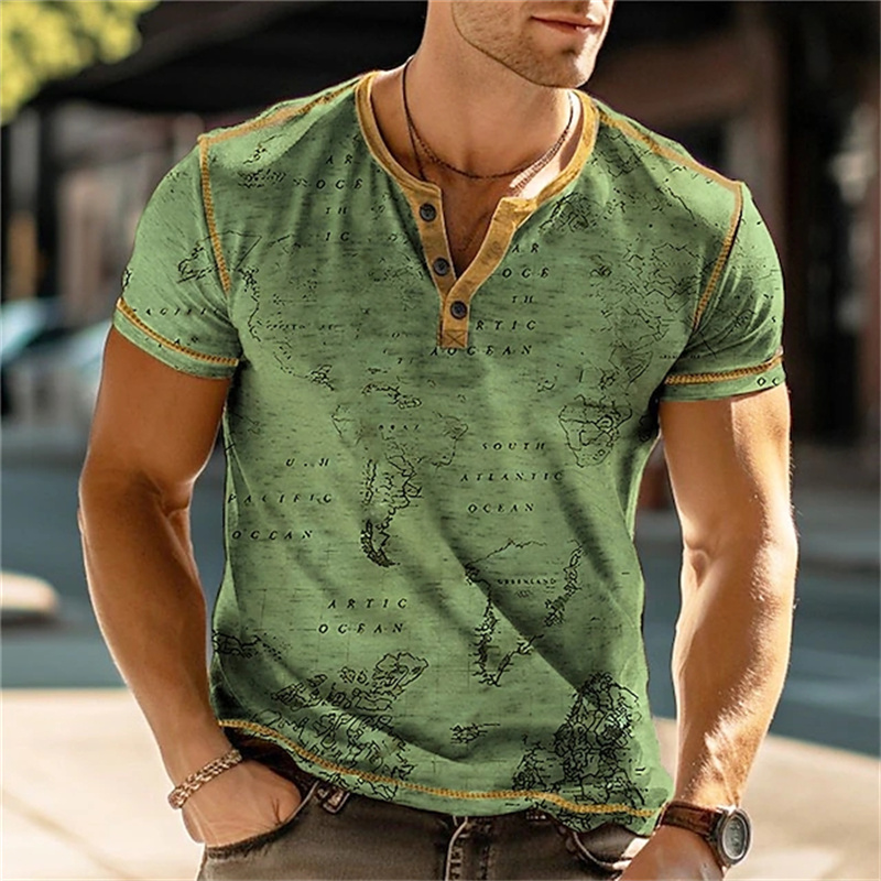 Men's Henry Shirts Funny 3D Pr - огляд і ціна Men Fashion Vintage