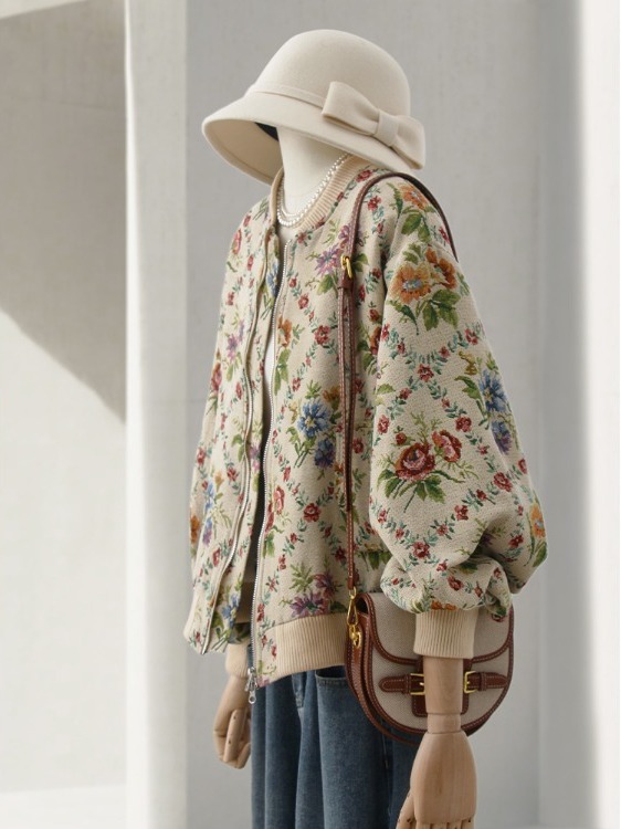 Retro Feel Oil Painting Embroi - огляд і ціна Sherpa Jacket Fleece