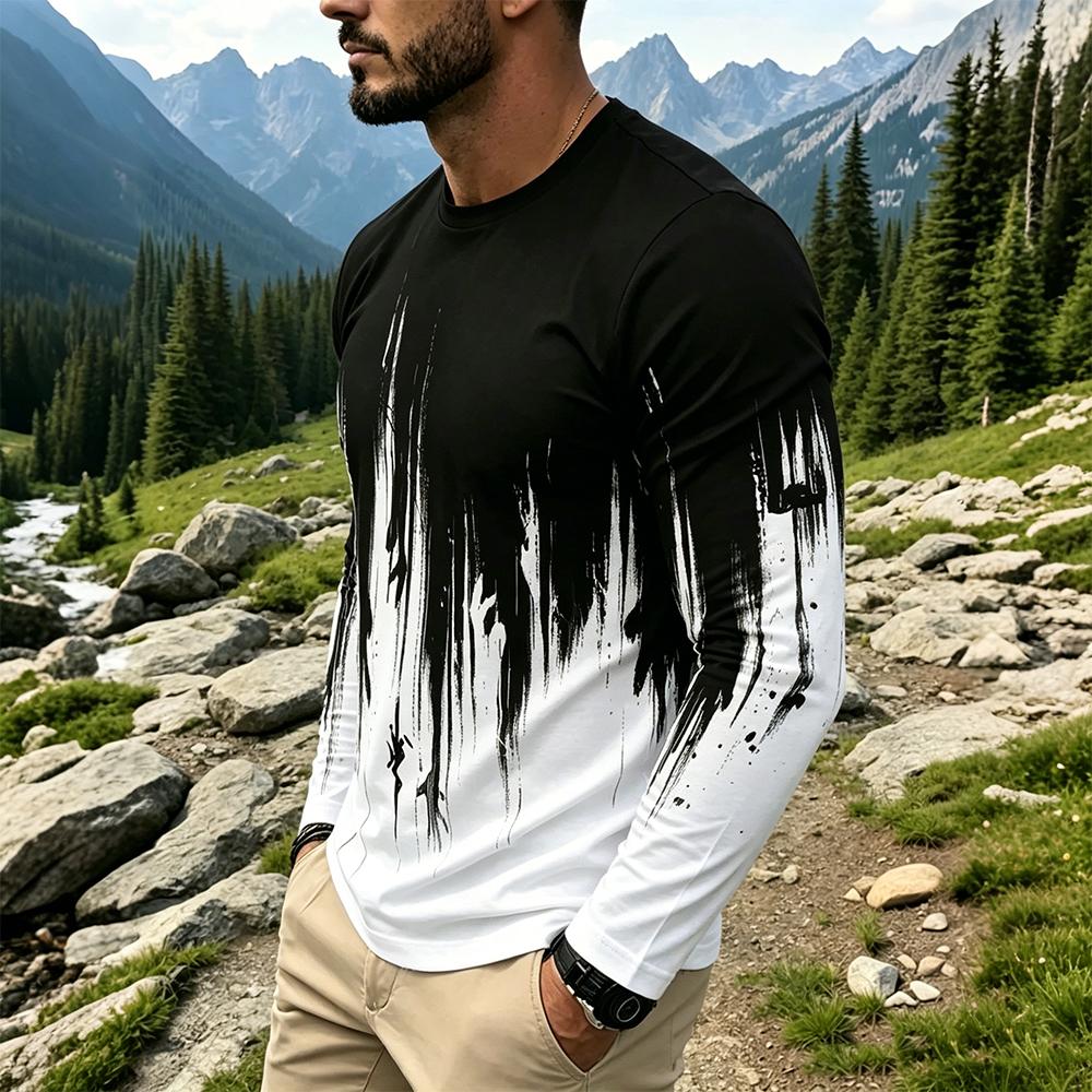 Men's Gradient Ink Splash Long - огляд і ціна Men Fashion Vintage